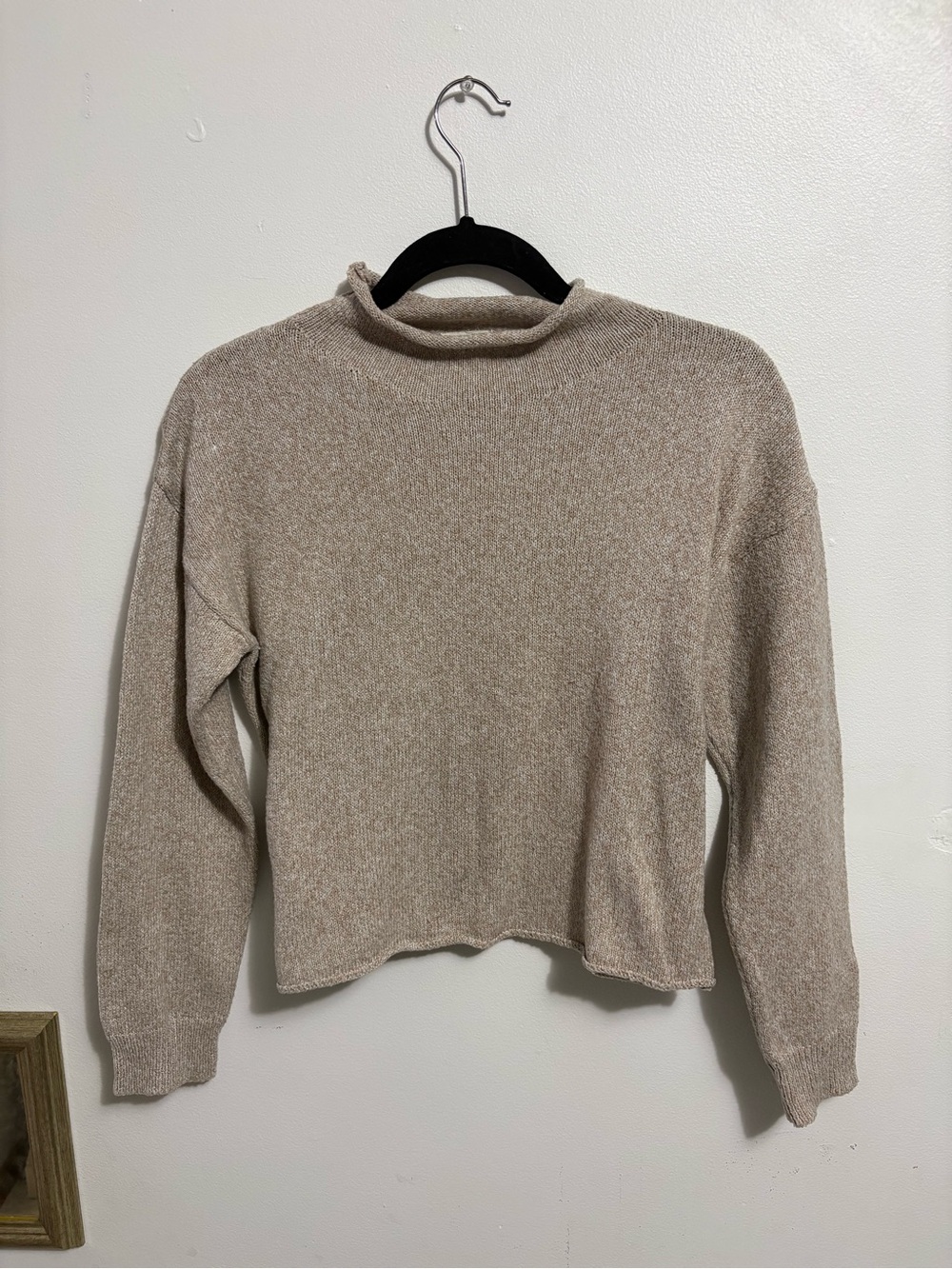 Cozy Mock Neck Women's Sweater in Light Beige